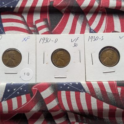1930-P, D,& S Lincoln Wheat Cents