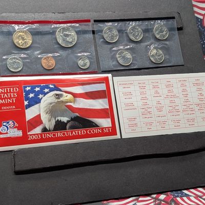 2003-D Only U.S. Mint Uncirculated Coin Set with State Quarters and Sacagawea Dollar In OGP w/ COA