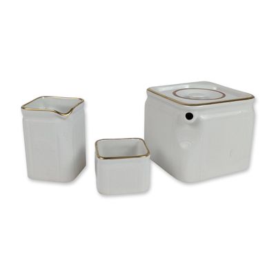 3pc Myott Staffordshire for Cunard Ceramic Cube Tea Service Ware