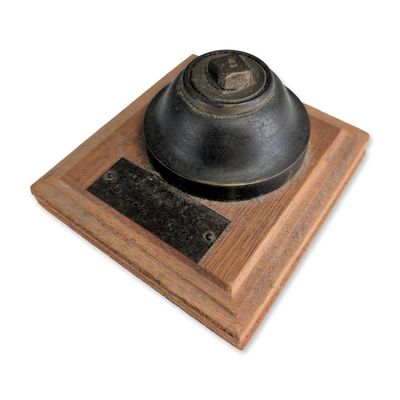 Historic RMS Queen Mary Authentic Salvage Rivet Paperweight, Gene Darcy "Stores of the Queens" (c.