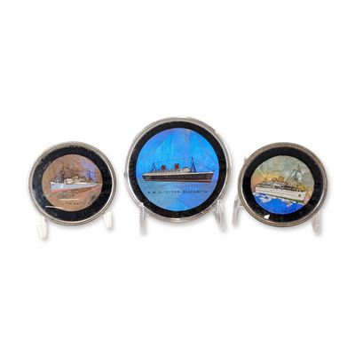 3pc English Maritime Butterfly Wing Souvenir Dishes