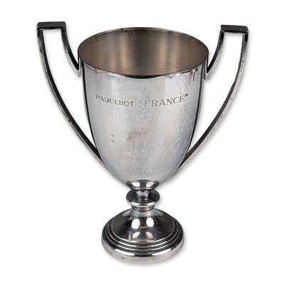 French Line Silver-plated Souvenir Loving Cup, Paquebot France Ocean Liner