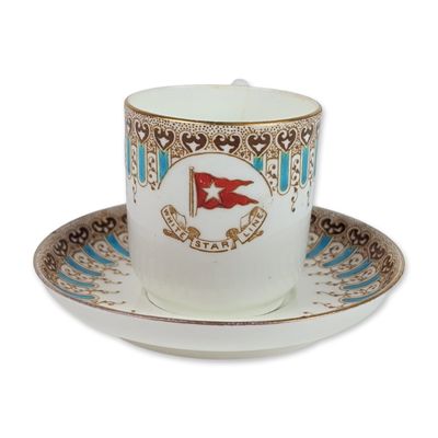 White Star Line Wisteria Pattern Porcelain Demitasse Cup and Saucer