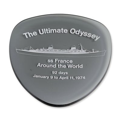 SS France The Ultimate Odyssey 1974 World Cruise Plaque