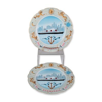 Pair of Haviland Limoges SS Normandie 1935 - 1939 Porcelain Plates