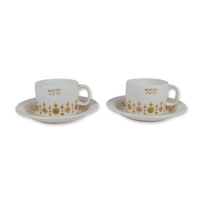 4pc Ridgway Cunard Line Kosher Bone China Cups and Saucers