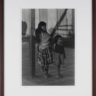Valdir Cruz, Brazilian 1954-, Makuxi Mother and Daughter, Gelatin Silver Print, Selenium Toned