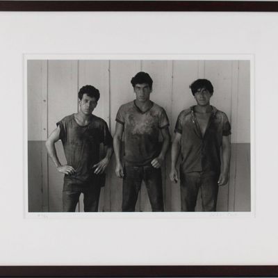 Valdir Cruz, Brazilian 1954-, Mecanicos, Gelatin Silver Print, Selenium Toned