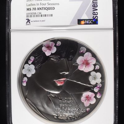 Sale Photo Thumbnail #426: 2021 5 OZ $20 PALAU LADIES IN FOUR SEASON NGC MS70
