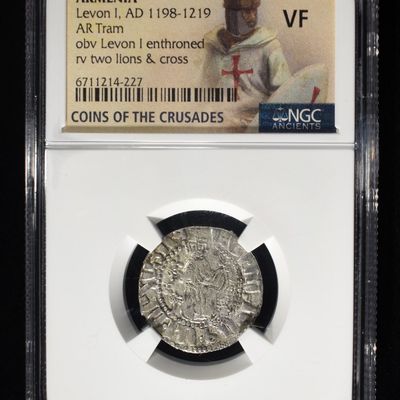 ARMENIA, LEVON I, AD 1198-1219, AR TRAM NGC VF