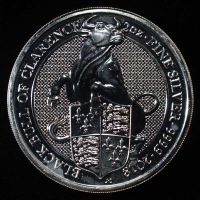 Sale Photo Thumbnail #422: 2018 BLACK BULL OF CLARENCE 2 OZ .999 SILVER