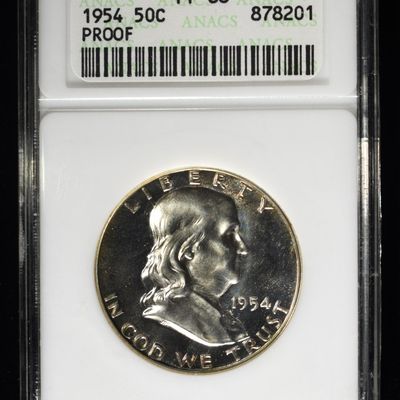 Sale Photo Thumbnail #169: 1954 FRANKLIN HALF DOLLAR ANACS PF66