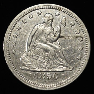 1856  LIBERTY SEATED QUARTER CLEANED XF