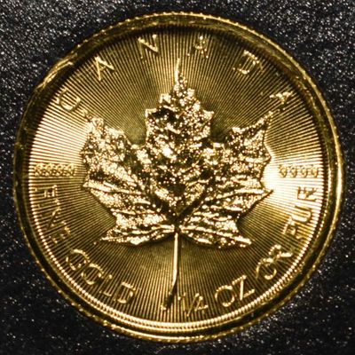 Sale Photo Thumbnail #436: 2023 MAPLE LEAF 1/4TH OZ .9999 GOLD