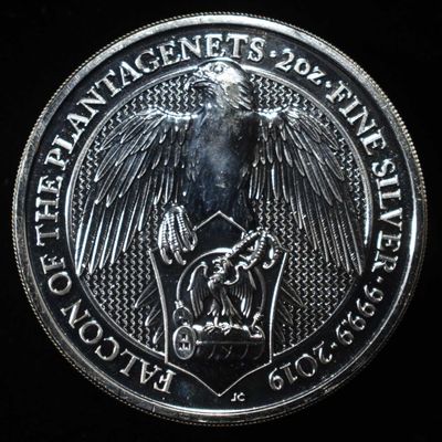 Sale Photo Thumbnail #423: 2019 FALCON OF THE PLANTAGENETS 2 OZ .999 SILVER