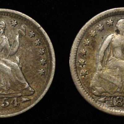 (2) 1854 LIBERTY SEATED HALF DIMES