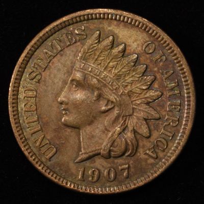 Sale Photo Thumbnail #146: 1907 INDIAN HEAD CENT CH BU RB