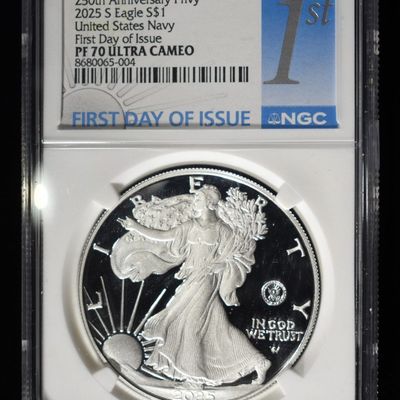 Sale Photo Thumbnail #388: 2025-S AMERICAN SILVER EAGLE PF 70 ULTRA CAMEO NGC