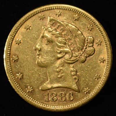 Sale Photo Thumbnail #446: 1886-S $5 GOLD LIBERTY AU/BU