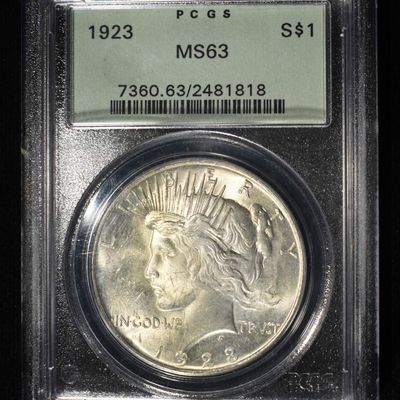 1923 PEACE DOLLAR PCGS MS63