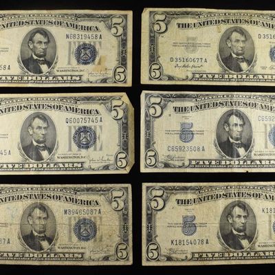 Sale Photo Thumbnail #326: (6) $5 SILVER CERT NOTES