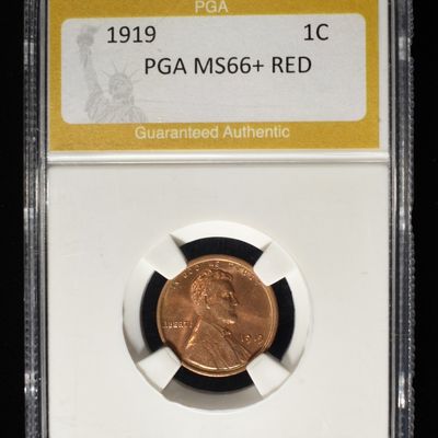 Sale Photo Thumbnail #151: 1919 WHEAT CENT PGA SUPERB GEM BU RED