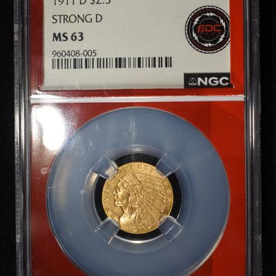 Sale Photo Thumbnail #439: 1911-D STRONG D $2.5 GOLD INDIAN NGC MS-63