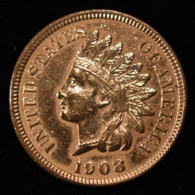 Sale Photo Thumbnail #147: 1908 INDIAN HEAD CENT GEM BU RD
