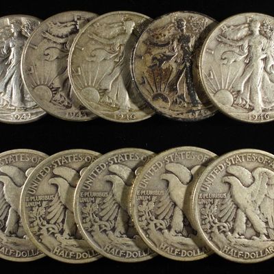 Sale Photo Thumbnail #344: (10) 90% SILVER WALKING LIBERTY HALF DOLLARS