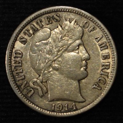 Sale Photo Thumbnail #160: 1914-D BARBER DIME CH AU