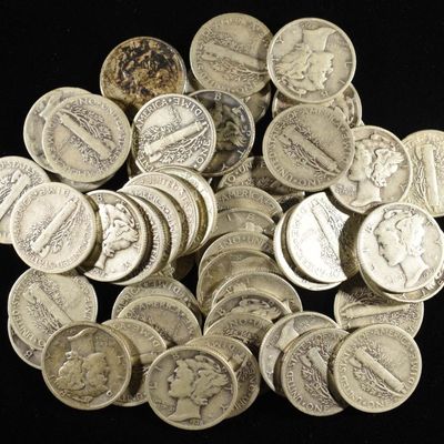 Sale Photo Thumbnail #338: (50) MERCURY DIMES