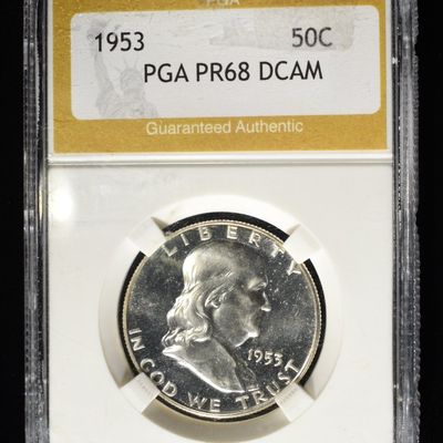 Sale Photo Thumbnail #168: 1953 FRANKLIN 50C PGA SUPERB GEM PROOF DCAM