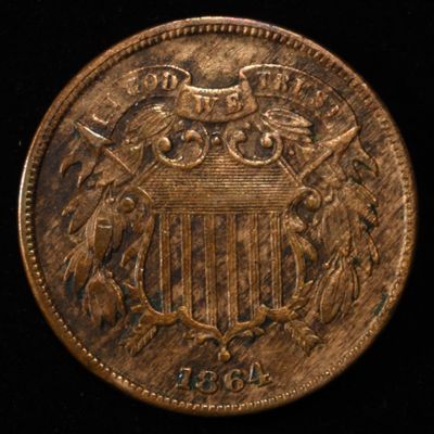Sale Photo Thumbnail #154: 1864 TWO-CENT PIECE AU/BU
