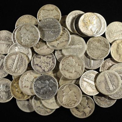 Sale Photo Thumbnail #113: (50) MERCURY DIMES 90% SILVER