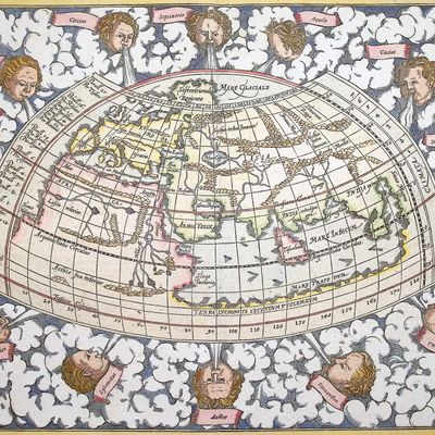 Munster, pub. 1592 - Map of the Ancient World (Europe, Asia, Africa)