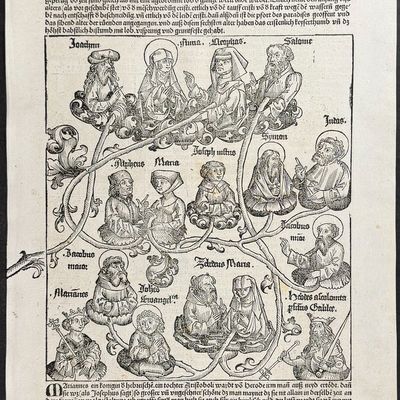 Schedel, pub. 1493 - Family Tree of Salomon / Verso: Events in the Life of Jesus