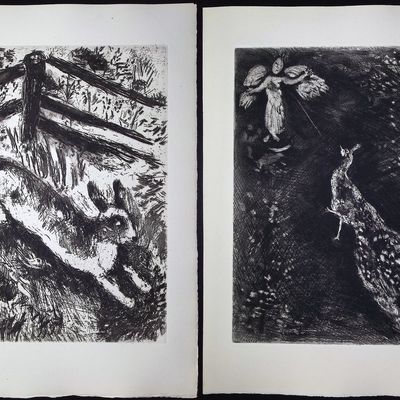 Chagall & Fontaine's Fables - 4 Etchings of Fables