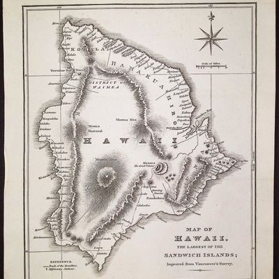 Ellis, Hawaii - Map of Hawaii, the Largest of the Sandwich Islands, Improved from Vancouver's Survey