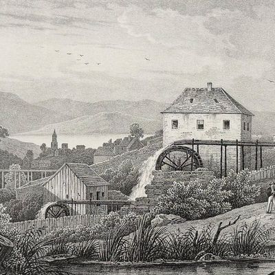 Dumont, Australia - Australia; Moulins a Ble dans les environs d'Hobart-Town (Van Diemen)