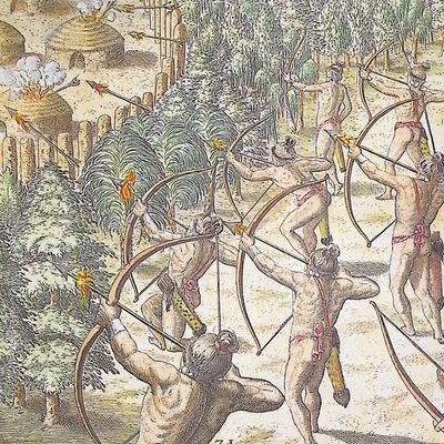 De Bry - Florida - How they set fire to an enemy town
