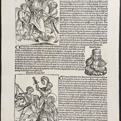 Schedel, pub. 1493 - Persecution of the Apostles / Verso: Religious & Historic Figures