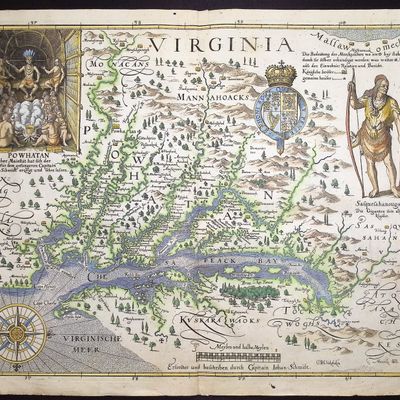 Merian - Map of Virginia after Captain John Smith [Virginia - Erforshet und Beschriben durch Capitain Iohan Schmidt]