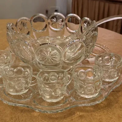 Sale Photo Thumbnail #41: Tiffin Franciscan moon and stars pattern punchbowl set