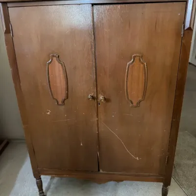 Sale Photo Thumbnail #16: Vintage wooden two-door wardrobe cabinet