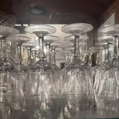 Sale Photo Thumbnail #40: Set of vintage luminare clear glass stemmed cherry glasses