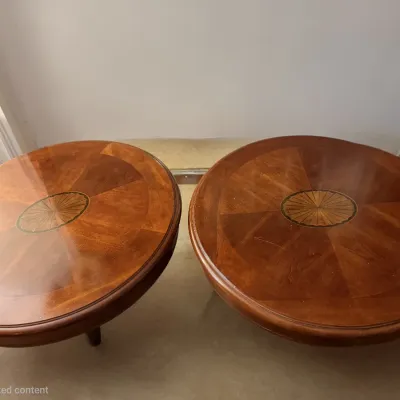 Sale Photo Thumbnail #24: Mid-century style walnut veneer side table set