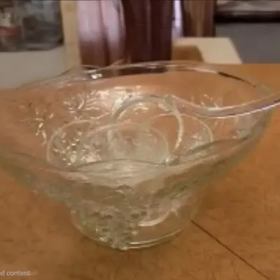 Sale Photo Thumbnail #39: Vintage anchor hocking pressed glass grape pattern punchbowl set
