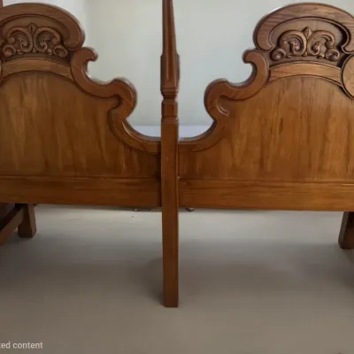Sale Photo Thumbnail #13: Mid-century Mediterranean style carved walnut bed frame