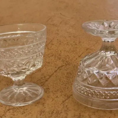 Sale Photo Thumbnail #38: Set of 7 Anchor Hocking Wexford pattern pressed glass sherbet cups