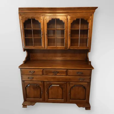 Large Wooden Hutch and Buffet Dining Room Cabinet